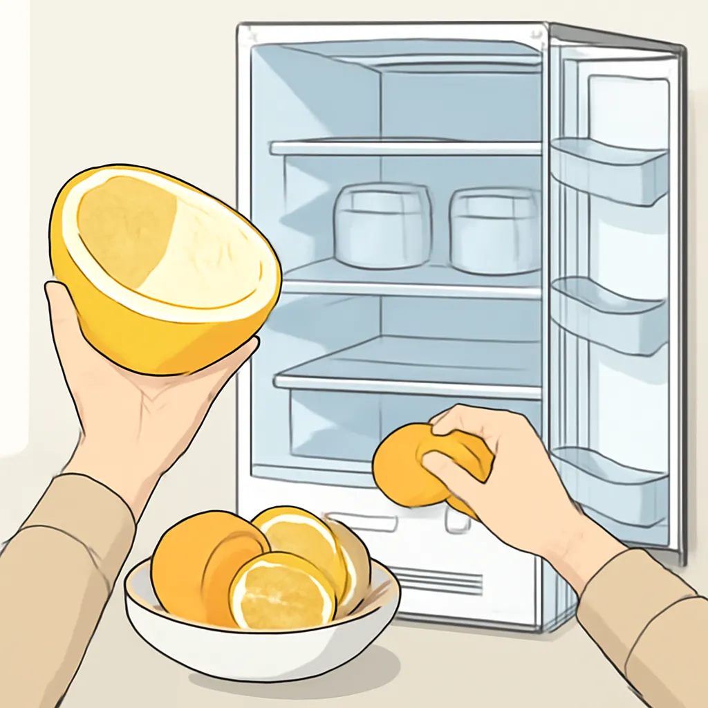 vệ sinh tủ lạnh lâu không dùng bằng vỏ cam, quýt, bưởi