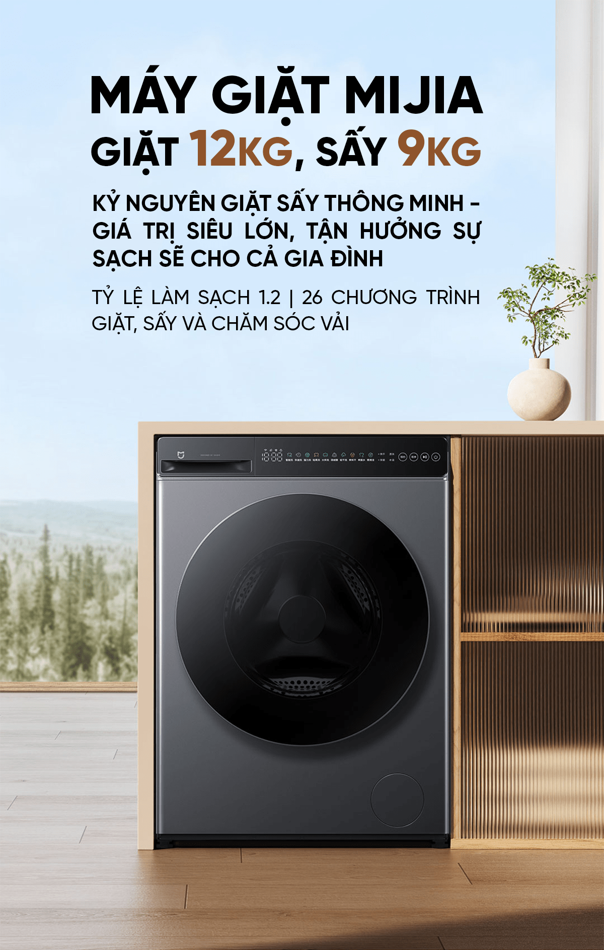 Máy Giặt Xiaomi Mija 2026 XHQG120MJ101 Giặt 12kg Sấy 9kg 26 Chế Độ Giặt