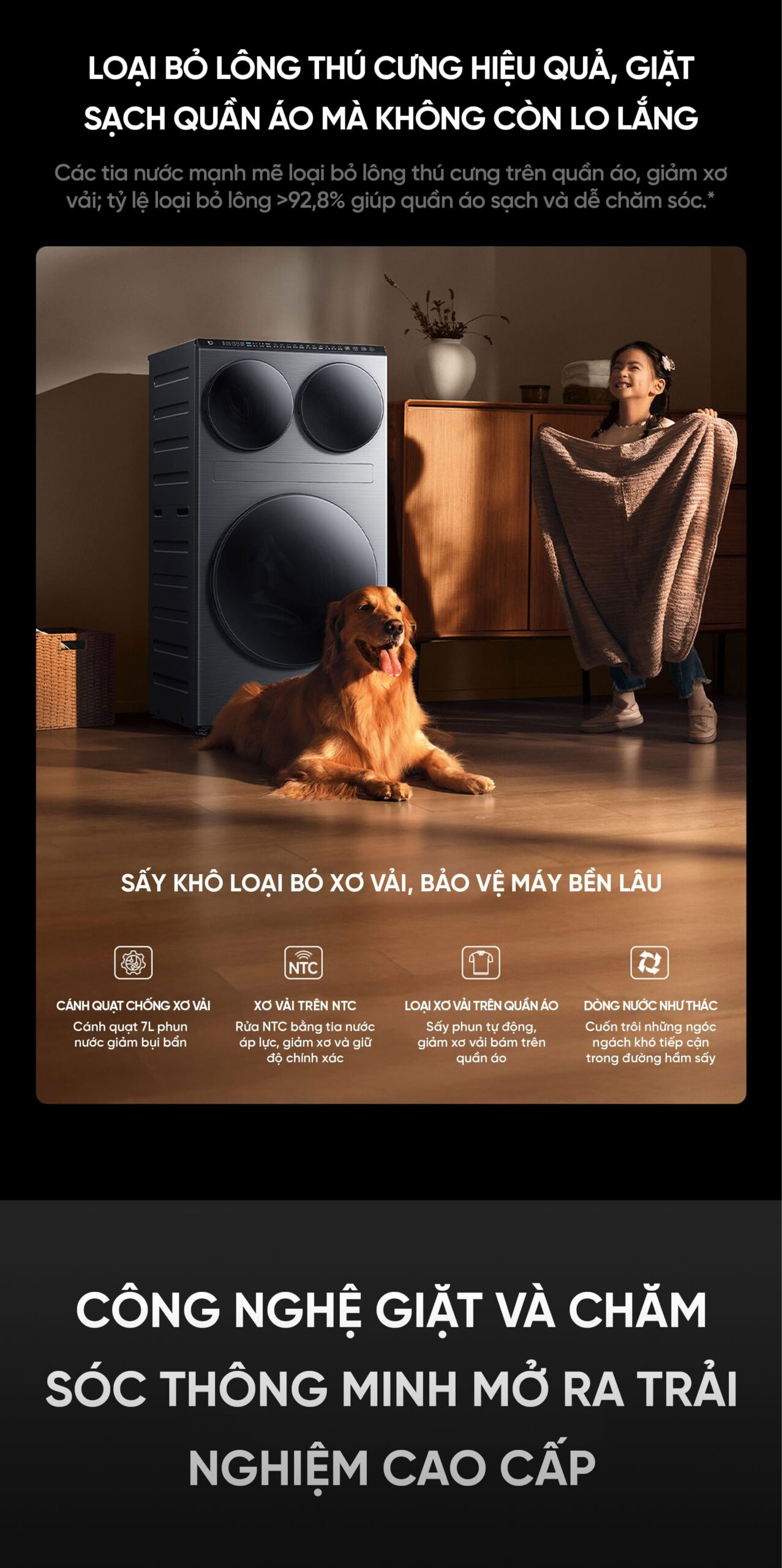 Máy giặt sấy ba vùng Xiaomi Mijia MJ202 Pro 14kg New Model 2026