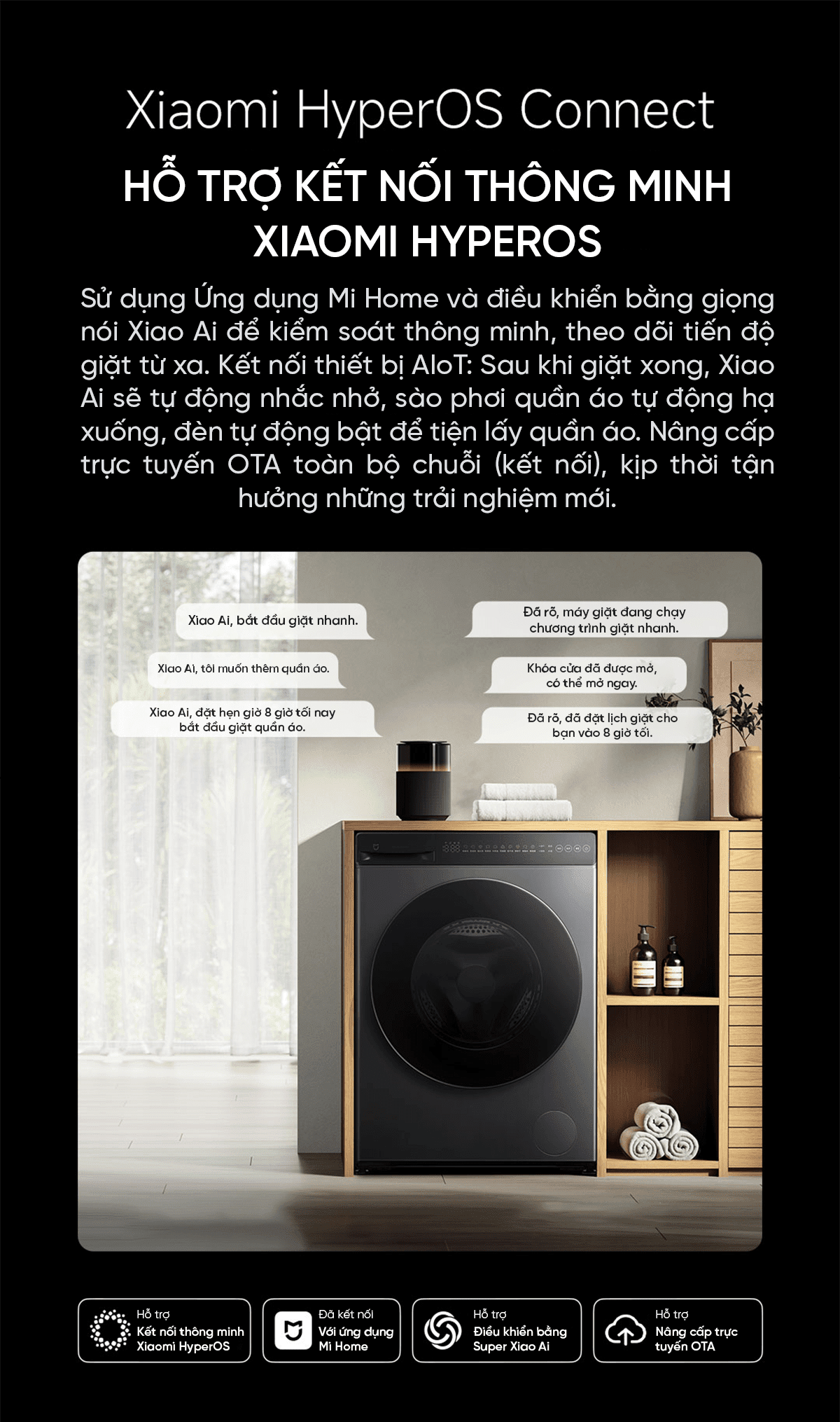 Máy Giặt Xiaomi Mija 2026 XHQG120MJ101 Giặt 12kg Sấy 9kg 26 Chế Độ Giặt