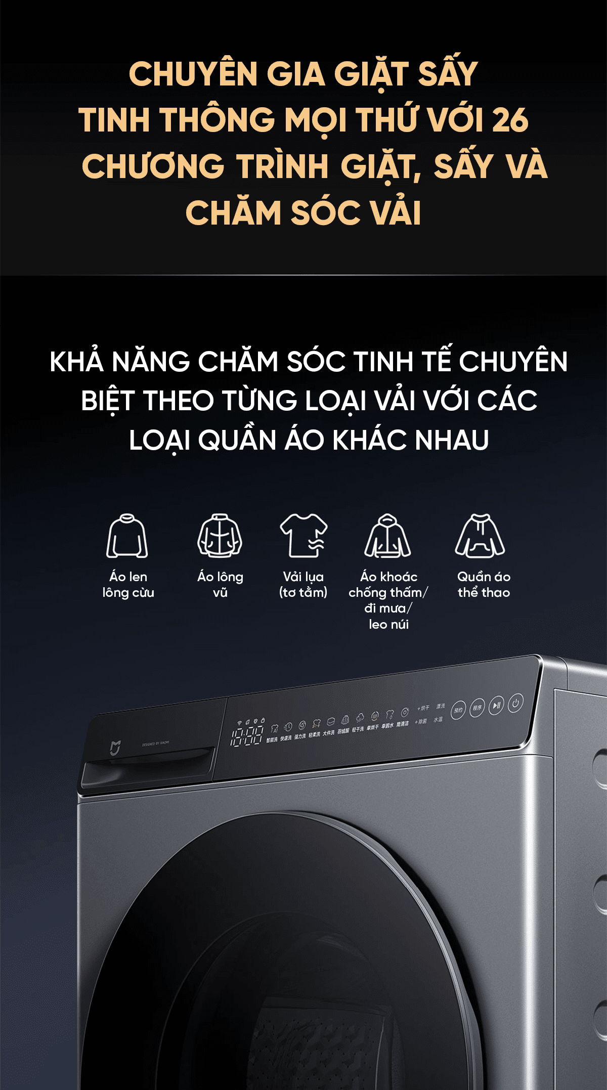 Máy Giặt Xiaomi Mija 2026 XHQG120MJ101 Giặt 12kg Sấy 9kg 26 Chế Độ Giặt